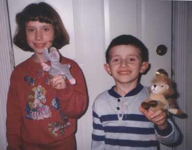 Kids play with goody bag puppets