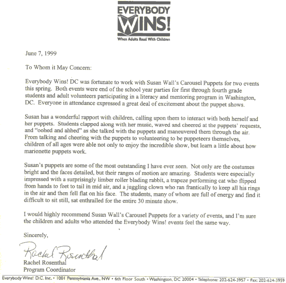 Letter from Everybody Wins