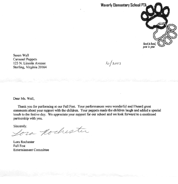 Letter from Waverly Elementary School
